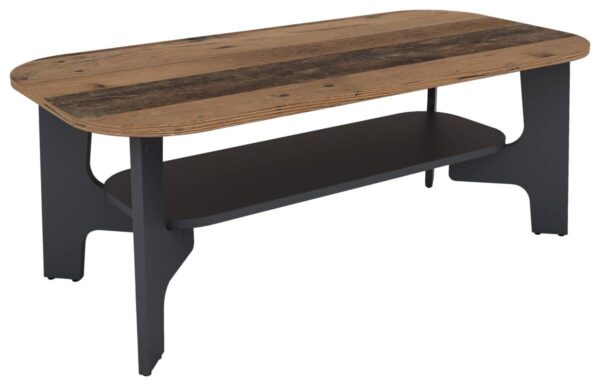 Couchtisch JONNY Eiche Old Wood Nachbildung anthrazit anthrazit B/H/T: ca. 110x42,5x55 cm – Bild 4