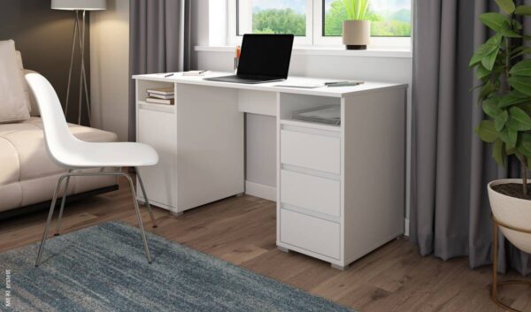 Schreibtisch LOBO weiß B/H/T: ca. 138x75x55 cm – Bild 3