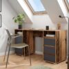 Schreibtisch LOBO Eiche Old Wood Nachbildung anthrazit B/H/T: ca. 138x75x55 cm – Bild 5