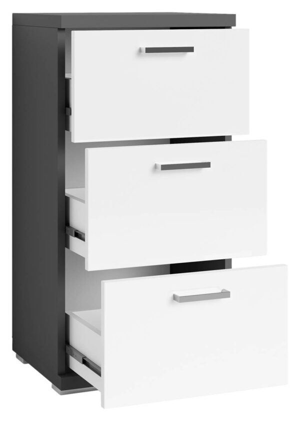 Schrank NEBRASKA anthrazit weiß Lack Hochglanz silber verchromt B/H/T: ca. 35,5x74x31,5 cm – Bild 4