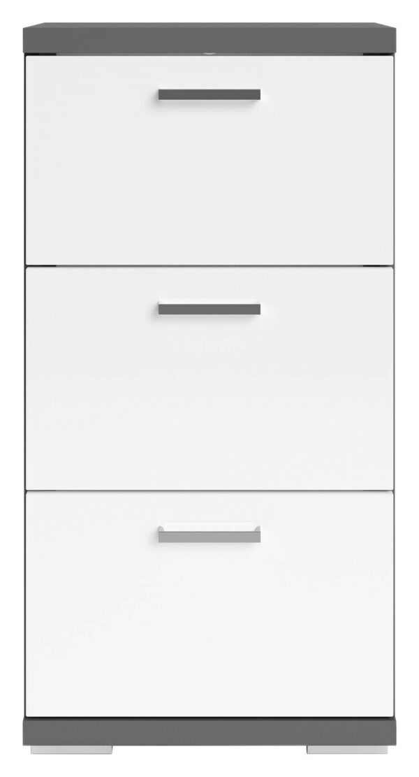 Schrank NEBRASKA anthrazit weiß Lack Hochglanz silber verchromt B/H/T: ca. 35,5x74x31,5 cm – Bild 5