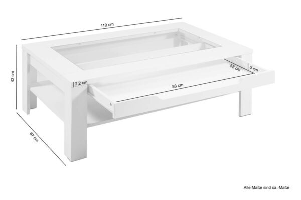 Couchtisch RALPH weiß B/H/T: ca. 110x43x67 cm Couchtisch RALPH weiß B/H/T: ca. 110x43x67 cm – Bild 3