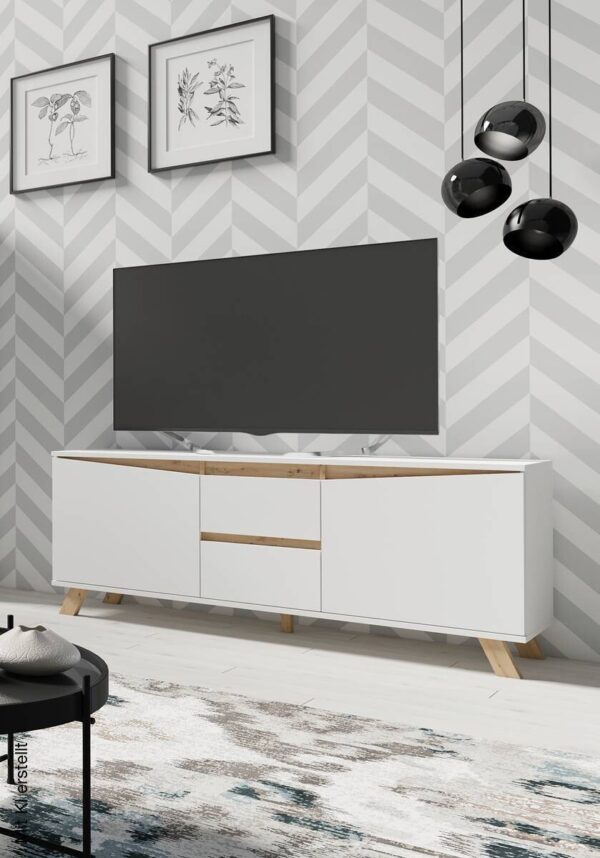 TV-Board VALENTIN weiß Eiche Nachbildung B/H/T: ca. 160x60x38 cm – Bild 3