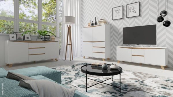 TV-Board VALENTIN weiß Eiche Nachbildung B/H/T: ca. 160x60x38 cm – Bild 4