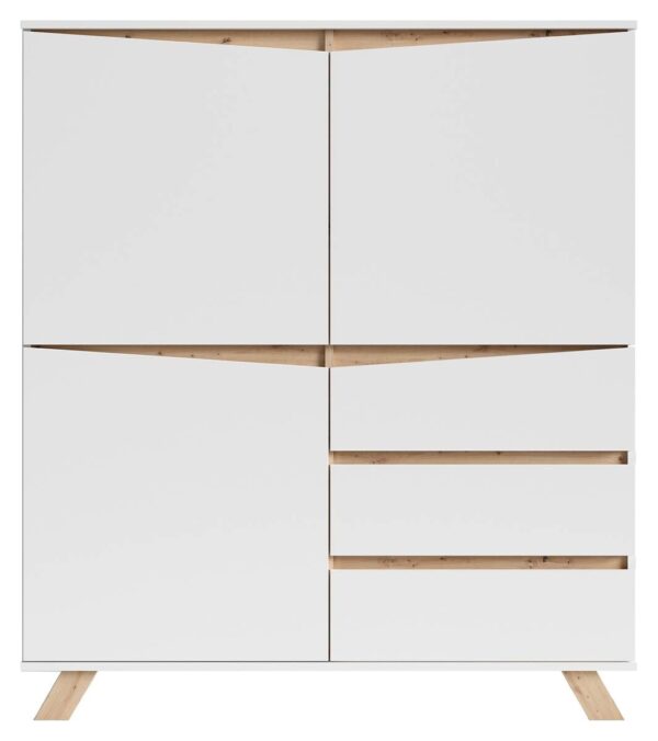 Highboard VALENTIN weiß Eiche Nachbildung B/H/T: ca. 120x142x38 cm – Bild 5