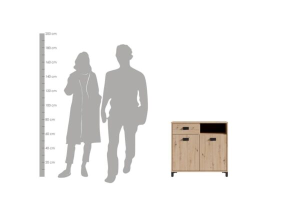 Kommode WELLNESS Eiche Artisan Nachbildung schwarz schwarz anthrazit B/H/T: ca. 80,5x77,5x31 cm – Bild 2