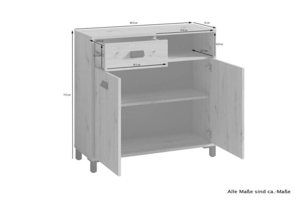 Kommode WELLNESS Eiche Artisan Nachbildung schwarz schwarz anthrazit B/H/T: ca. 80,5x77,5x31 cm – Bild 4