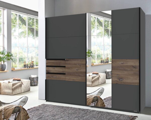 Schwebetürenschrank Bamberg Graphit Eiche Flagstaff Nachbildung B/H/T: ca. 180x198x65 cm Schwebetürenschrank Bamberg Graphit Eiche Flagstaff Nachbildung B/H/T: ca. 180x198x65 cm – Bild 2