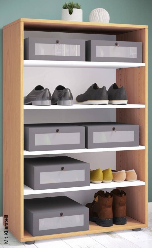 Schuhregal Lona buche Nachbildung weiß B/H/T: ca. 70x110x37 cm Schuhregal Lona buche Nachbildung weiß B/H/T: ca. 70x110x37 cm – Bild 3