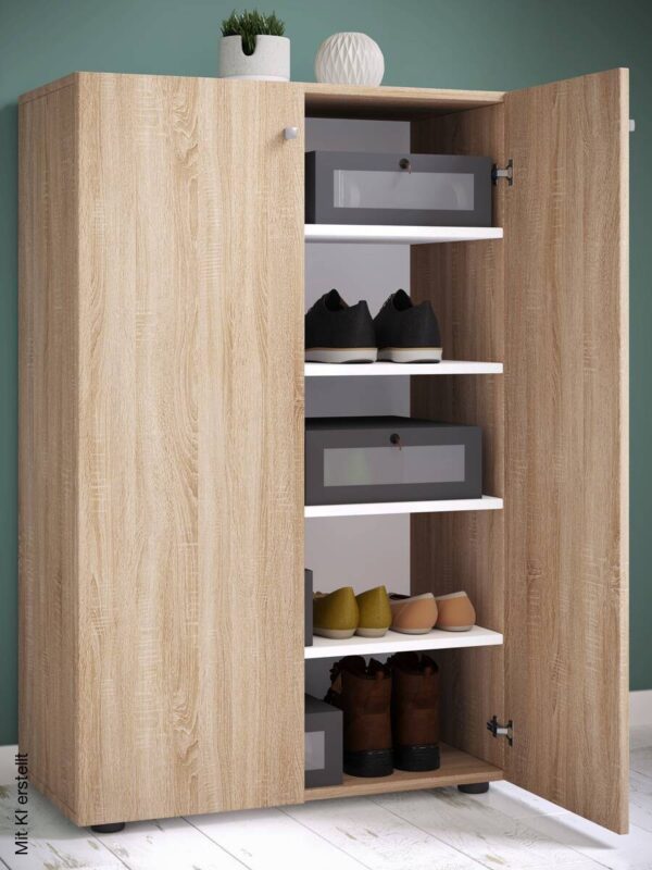 Schuhschrank Lona Eiche Sonoma Nachbildung weiß B/H/T: ca. 70x110x39 cm Schuhschrank Lona Eiche Sonoma Nachbildung weiß B/H/T: ca. 70x110x39 cm – Bild 3