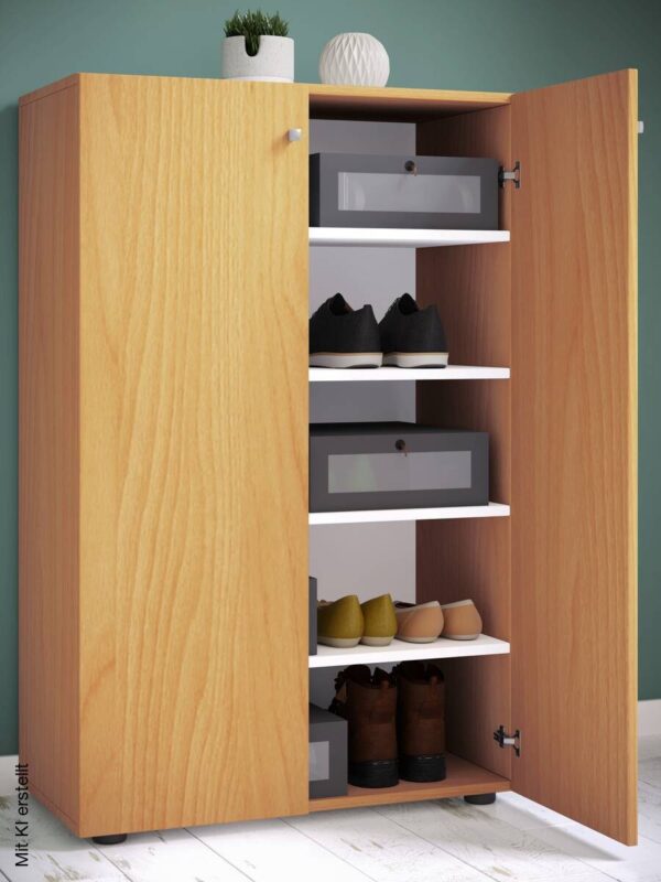 Schuhschrank Lona buche Nachbildung weiß B/H/T: ca. 70x110x39 cm – Bild 3