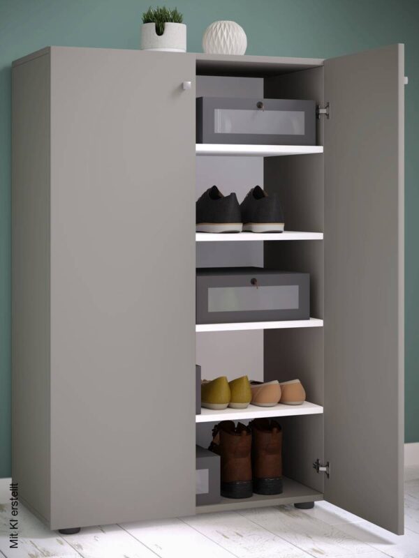 Schuhschrank Lona grau weiß B/H/T: ca. 70x110x39 cm – Bild 3