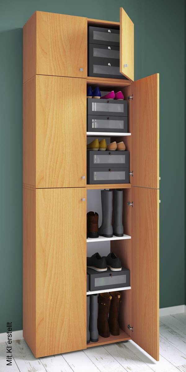 Schuhschrank Lona buche weiß B/H/T: ca. 70x223x39 cm – Bild 3