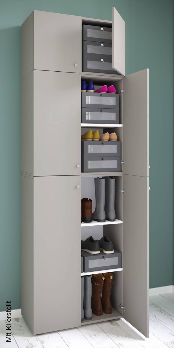Schuhschrank Lona grau weiß B/H/T: ca. 70x223x39 cm Schuhschrank Lona grau weiß B/H/T: ca. 70x223x39 cm – Bild 2