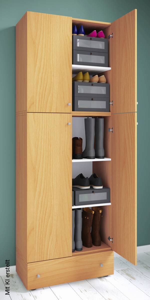Schuhschrank Lona buche weiß B/H/T: ca. 200x70x39 cm – Bild 3