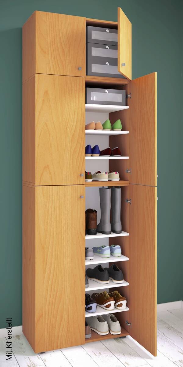 Schuhschrank Lona buche Nachbildung weiß B/H/T: ca. 70x223x39 cm Schuhschrank Lona buche Nachbildung weiß B/H/T: ca. 70x223x39 cm – Bild 2