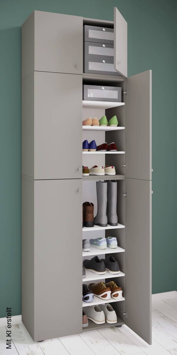 Schuhschrank Lona grau weiß B/H/T: ca. 70x223x39 cm – Bild 2