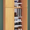 Schuhschrank Lona buche Nachbildung weiß B/H/T: ca. 70x200x39 cm – Bild 2