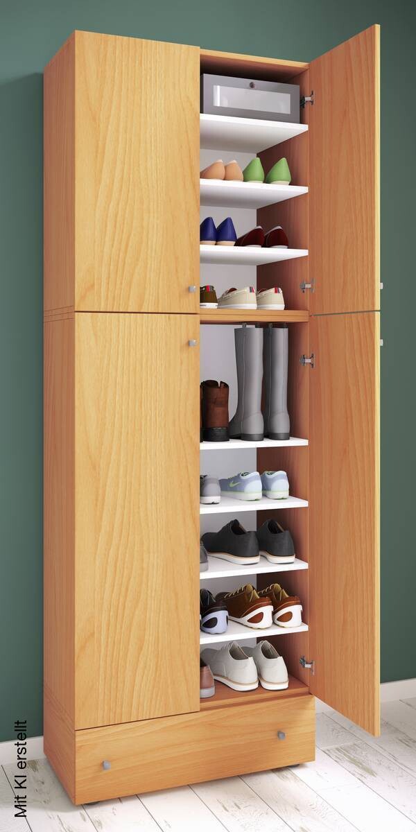 Schuhschrank Lona buche Nachbildung weiß B/H/T: ca. 70x200x39 cm – Bild 2
