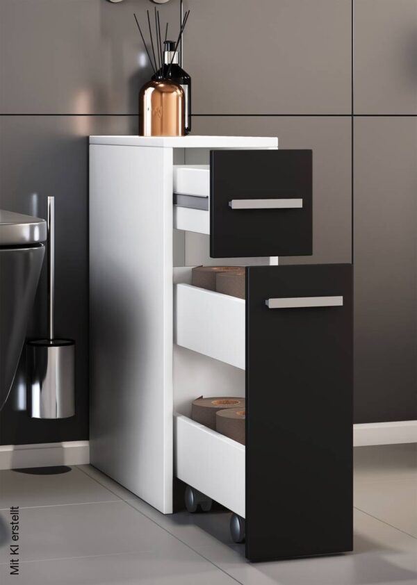 Unterschrank Zalo weiß schwarz B/H/T: ca. 20x61x45 cm – Bild 2
