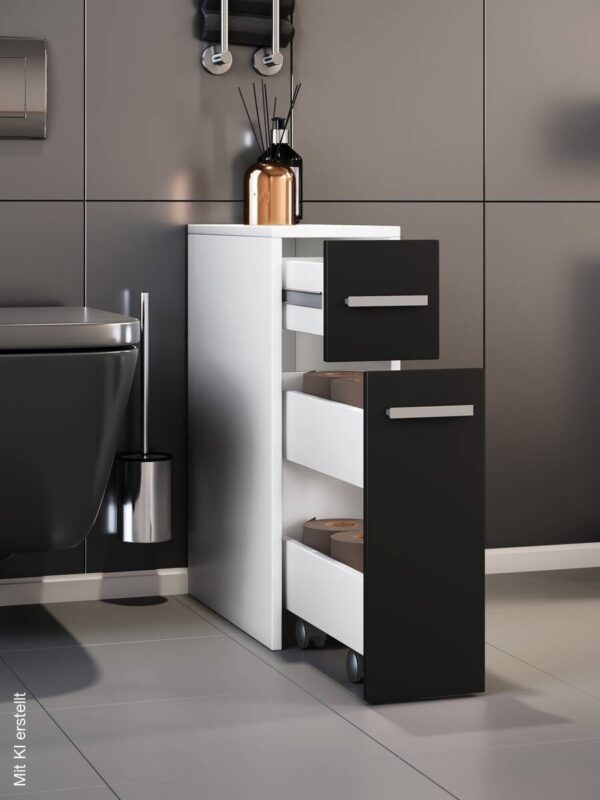 Unterschrank Zalo weiß schwarz B/H/T: ca. 20x61x45 cm – Bild 3