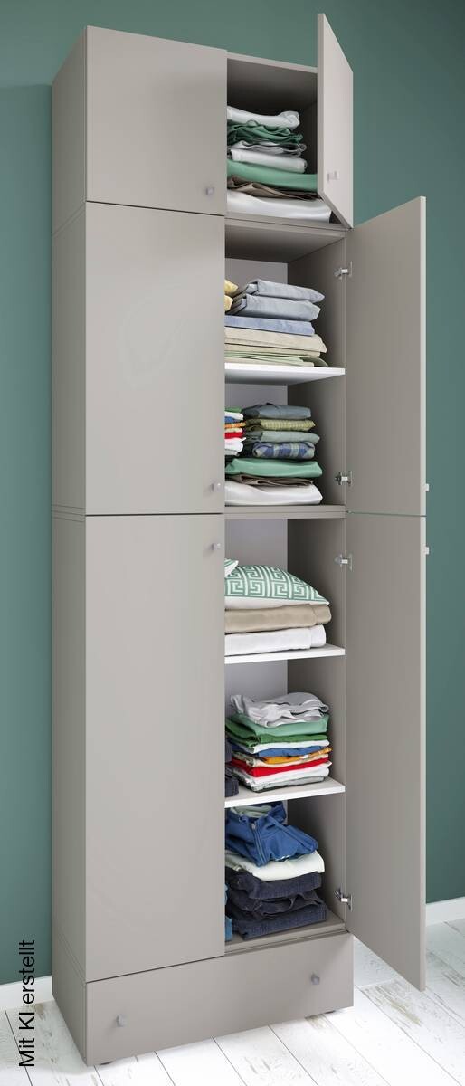 Kleiderschrank Lona grau B/H/T: ca. 70x240x39 cm – Bild 2