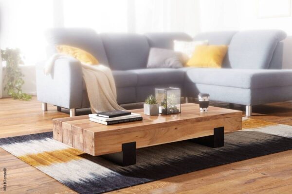 Couchtisch braun B/H/T: ca. 130x25x59 cm – Bild 2