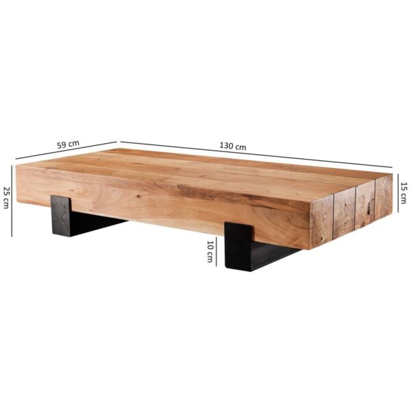 Couchtisch braun B/H/T: ca. 130x25x59 cm – Bild 3