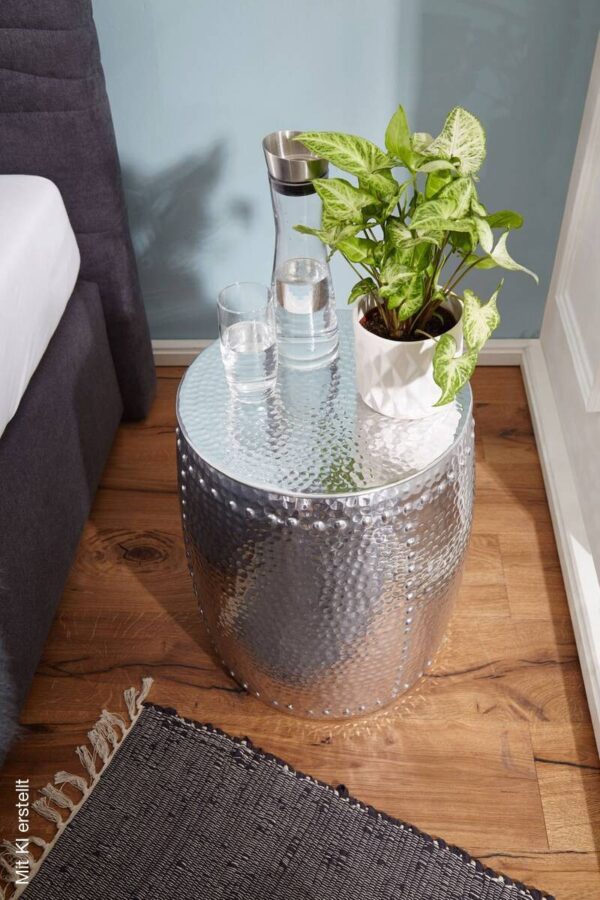 Beistelltisch silber Aluminium B/H/T: ca. 42x49x42 cm – Bild 5