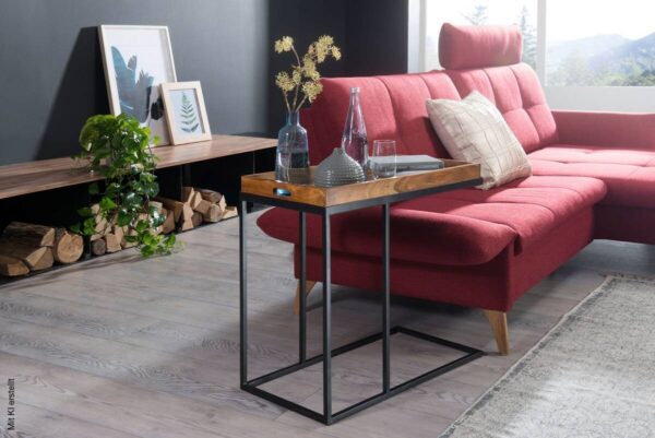 Beistelltisch rosenholz Nachbildung Holz B/H/T: ca. 70x65x34 cm – Bild 2