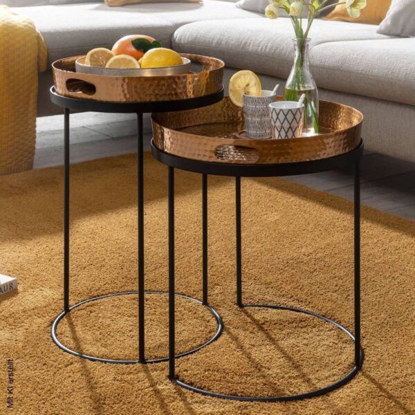 Beistelltisch 2er-Set. gold Metall B/H/T: ca. 38x45x38 cm – Bild 3