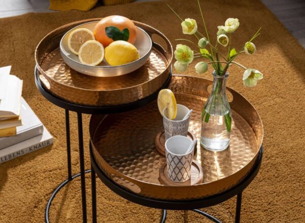 Beistelltisch 2er-Set. gold Metall B/H/T: ca. 38x45x38 cm – Bild 5