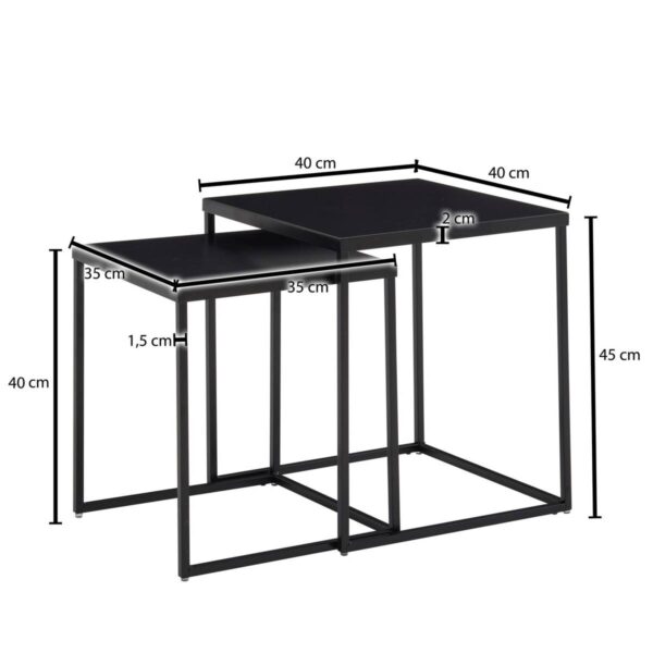 Beistelltisch 2er-Set. schwarz Stahl B/H/T: ca. 40x45x40 cm – Bild 4