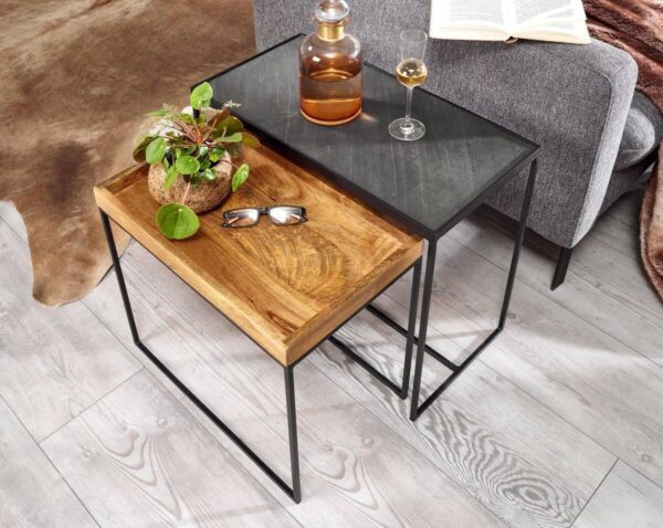Beistelltisch 2er-Set. braun Holz B/H/T: ca. 60x50x30 cm Beistelltisch 2er-Set. braun Holz B/H/T: ca. 60x50x30 cm – Bild 2