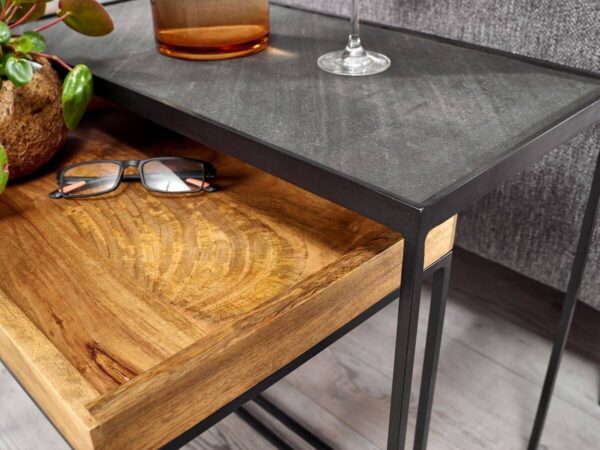 Beistelltisch 2er-Set. braun Holz B/H/T: ca. 60x50x30 cm Beistelltisch 2er-Set. braun Holz B/H/T: ca. 60x50x30 cm – Bild 3