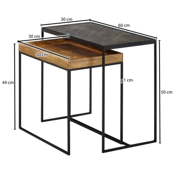 Beistelltisch 2er-Set. braun Holz B/H/T: ca. 60x50x30 cm Beistelltisch 2er-Set. braun Holz B/H/T: ca. 60x50x30 cm – Bild 4