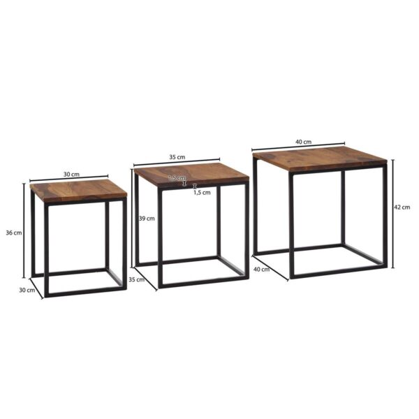 Beistelltisch 3er-Set. rosenholz Holz B/H/T: ca. 40x42x40 cm Beistelltisch 3er-Set. rosenholz Holz B/H/T: ca. 40x42x40 cm – Bild 4