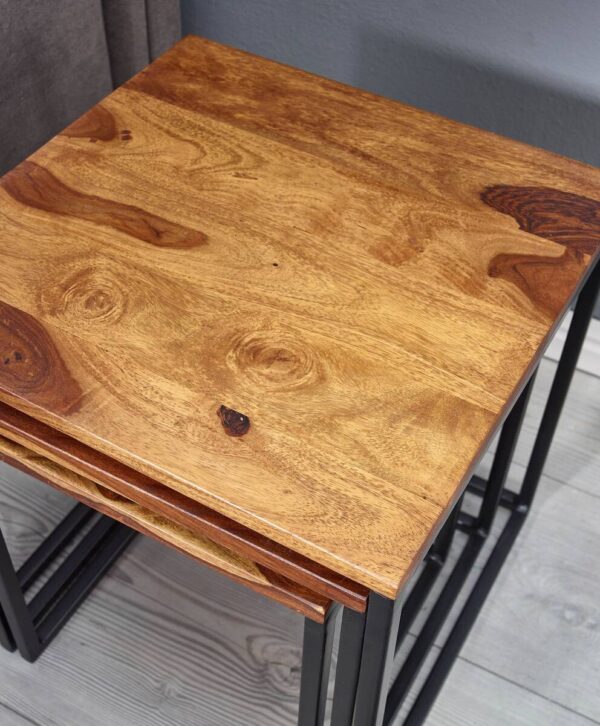 Beistelltisch 3er-Set. rosenholz Holz B/H/T: ca. 40x42x40 cm Beistelltisch 3er-Set. rosenholz Holz B/H/T: ca. 40x42x40 cm – Bild 5