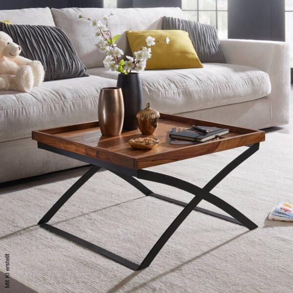 Couchtisch braun B/H/T: ca. 63x39x63 cm Couchtisch braun B/H/T: ca. 63x39x63 cm – Bild 5