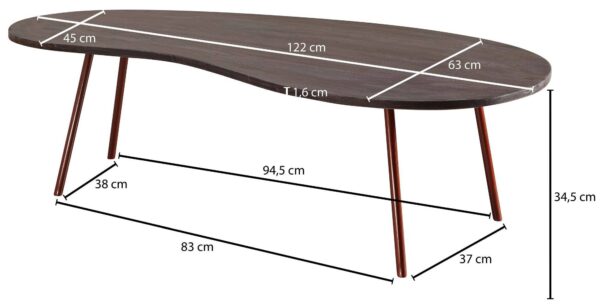 Couchtisch grau B/H/T: ca. 122x34x63 cm – Bild 3