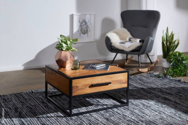Couchtisch braun B/H/T: ca. 65x38x65 cm – Bild 3