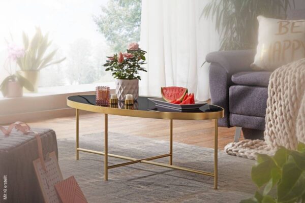 Couchtisch gold schwarz B/H/T: ca. 110x40x56 cm – Bild 2