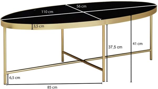 Couchtisch gold schwarz B/H/T: ca. 110x40x56 cm – Bild 3