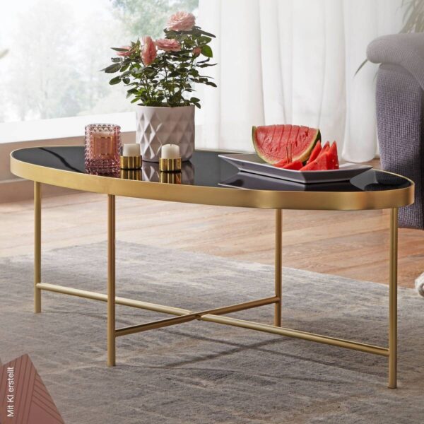 Couchtisch gold schwarz B/H/T: ca. 110x40x56 cm – Bild 4