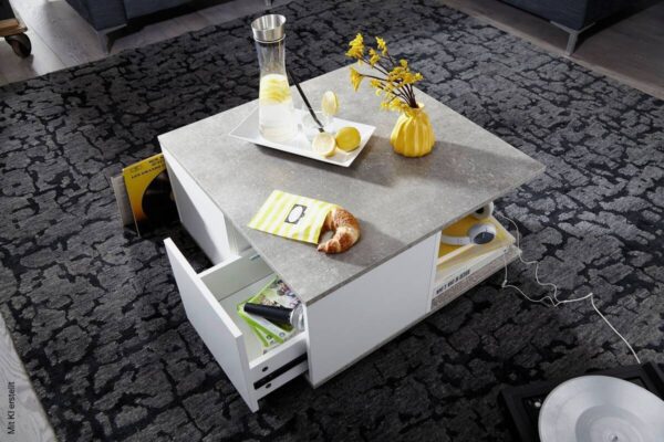 Couchtisch weiß B/H/T: ca. 70x36x70 cm – Bild 5