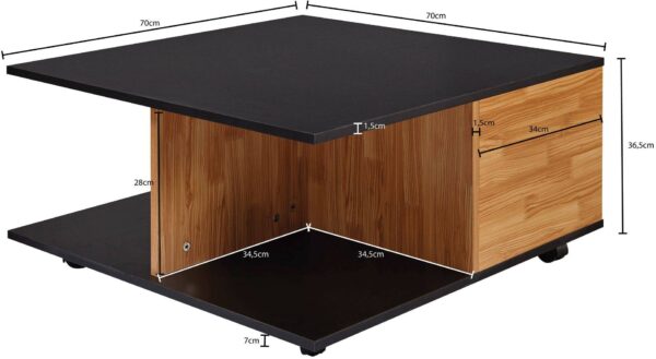 Couchtisch braun B/H/T: ca. 70x36x70 cm Couchtisch braun B/H/T: ca. 70x36x70 cm – Bild 2