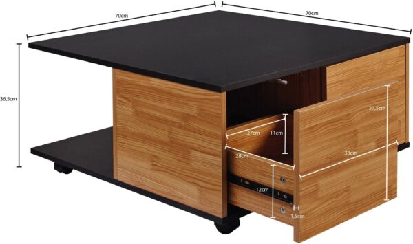 Couchtisch braun B/H/T: ca. 70x36x70 cm Couchtisch braun B/H/T: ca. 70x36x70 cm – Bild 4