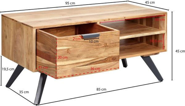 Couchtisch braun B/H/T: ca. 45x45x95 cm – Bild 3