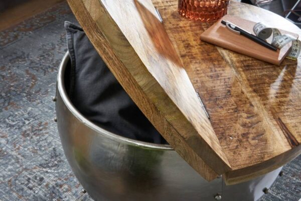 Couchtisch silber braun B/H/T: ca. 60x43x60 cm – Bild 2