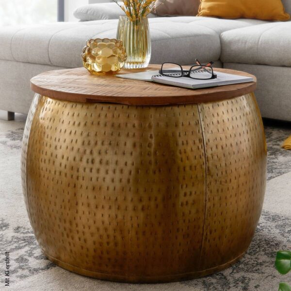 Couchtisch gold braun B/H/T: ca. 60x40x60 cm – Bild 2